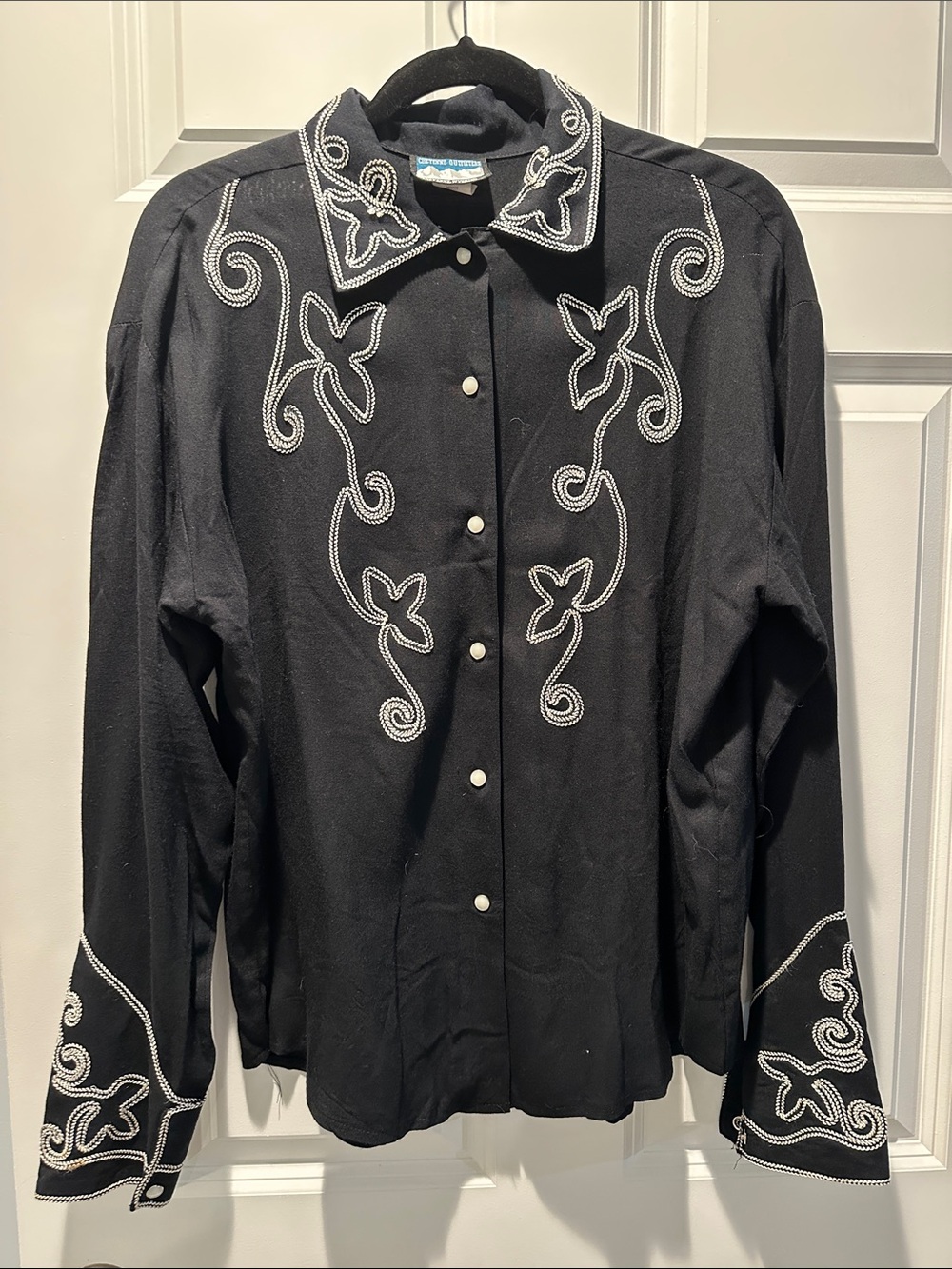 Cheyenne Outfitters Embroidered Black Western Shirt Pearl Snaps M Soft Classic